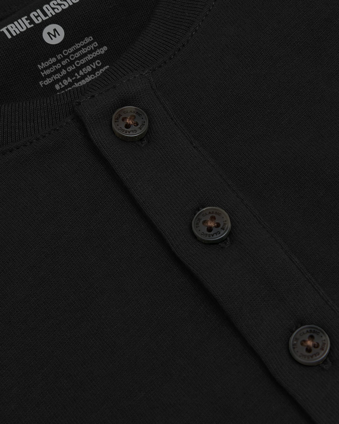 Black Heavyweight Curved Hem Henley