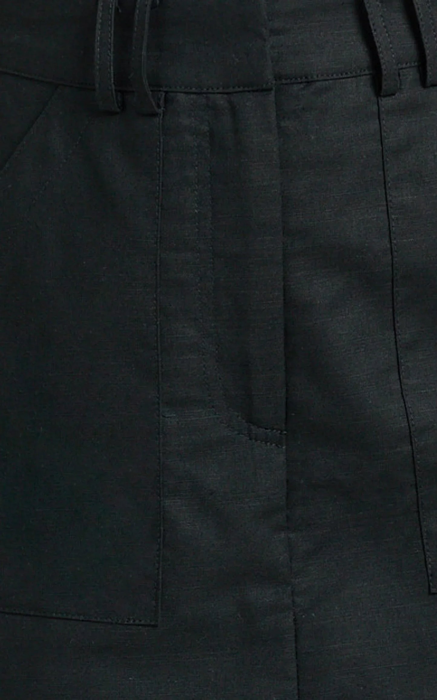 Dream Linen Blend Skort - High Waisted A Line Skort in Black
