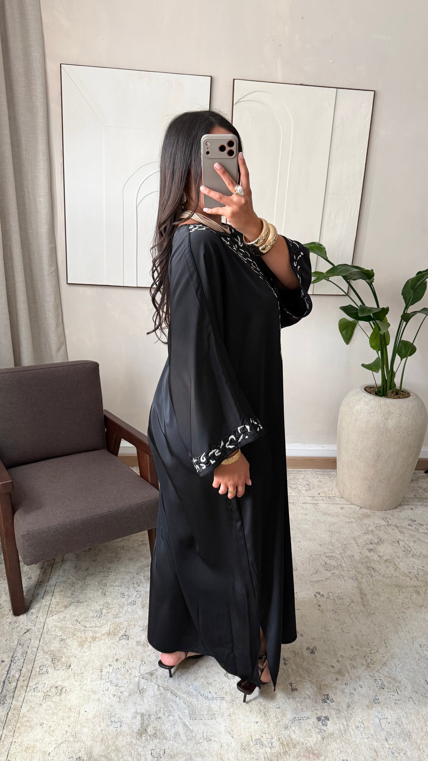 Robe caftan brodé EZAYA I Noir