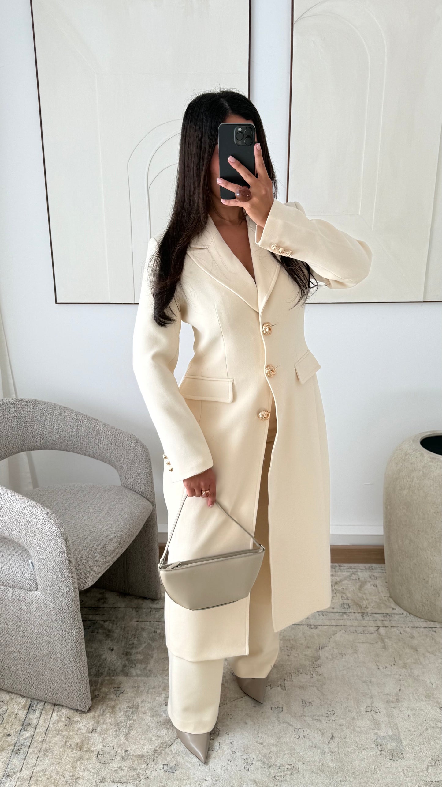 Pantalon De Tailleur Epais Must Have Basique I Creme