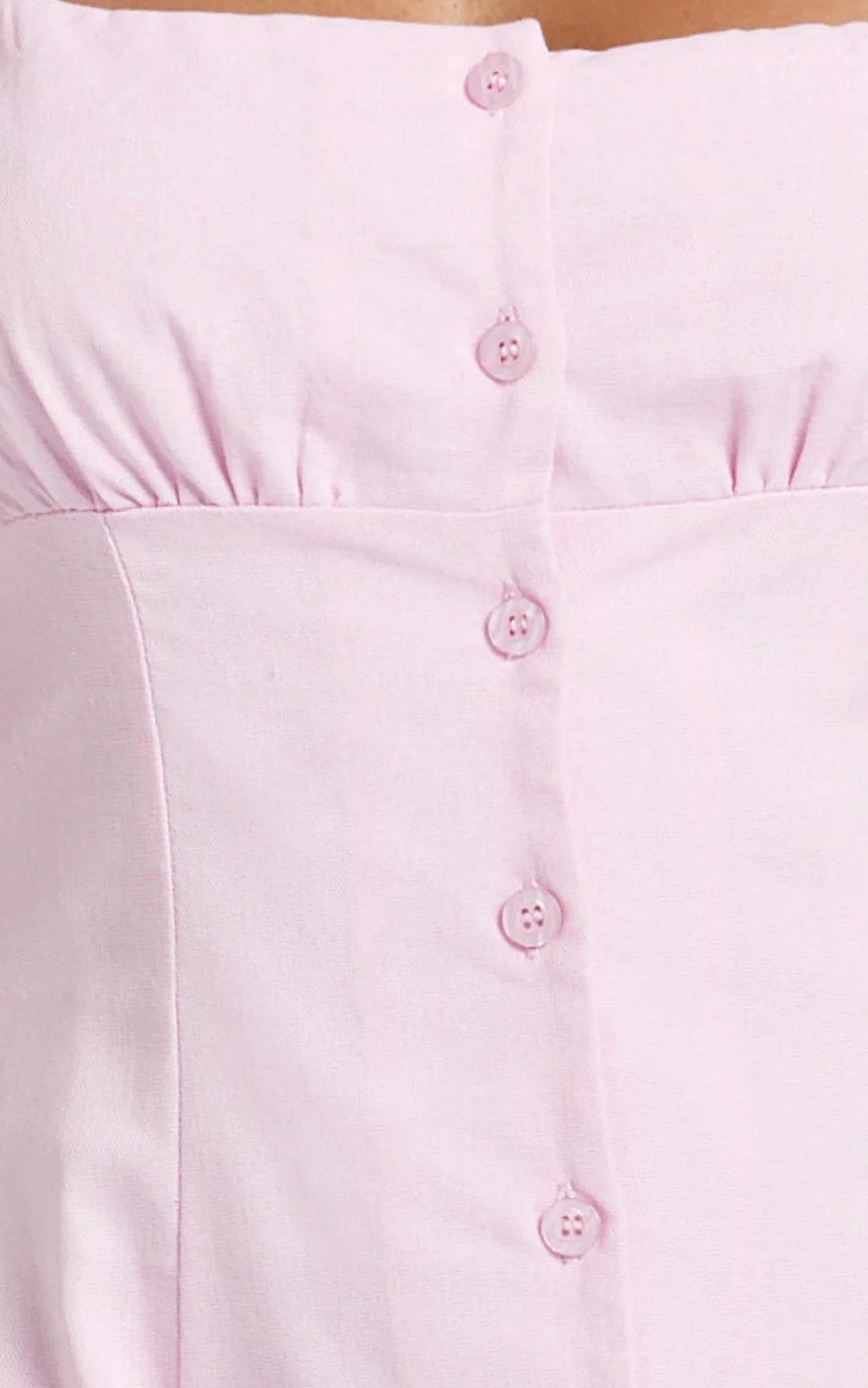 Cameron Midi Dress - Button Front Tie Back Dress in Pink