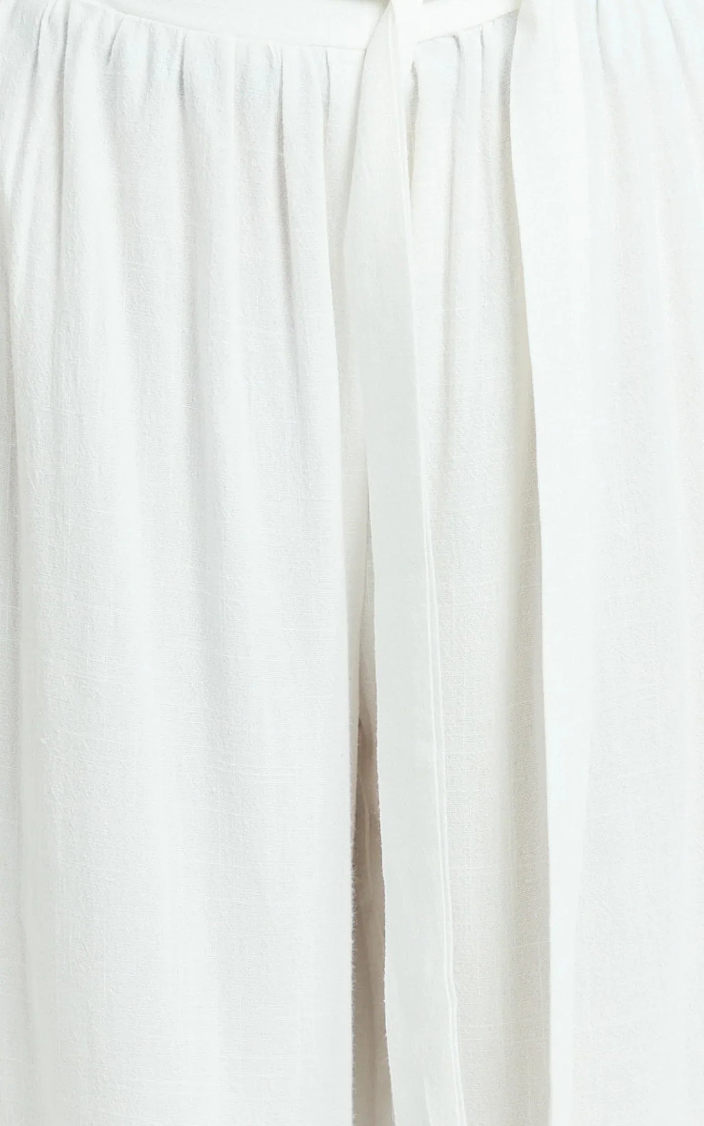 Kalli Pants - Linen Look Belted Wide Leg Relaxed Pants in White