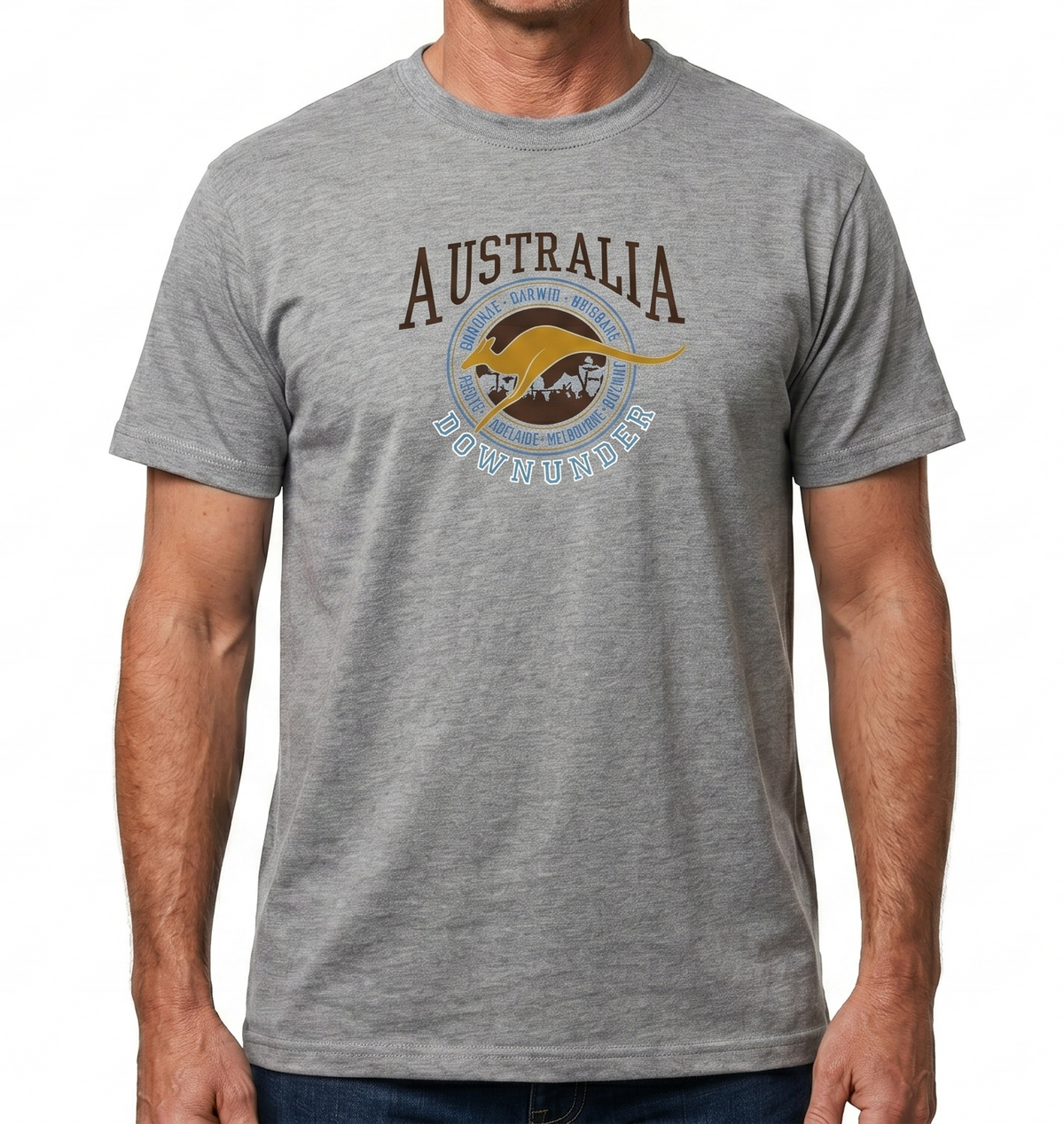 10X Adult Kangaroo Down Under Australia T Shirt Bulk Pack Grey 100 Cotton Souvenir Gift Tee Top
