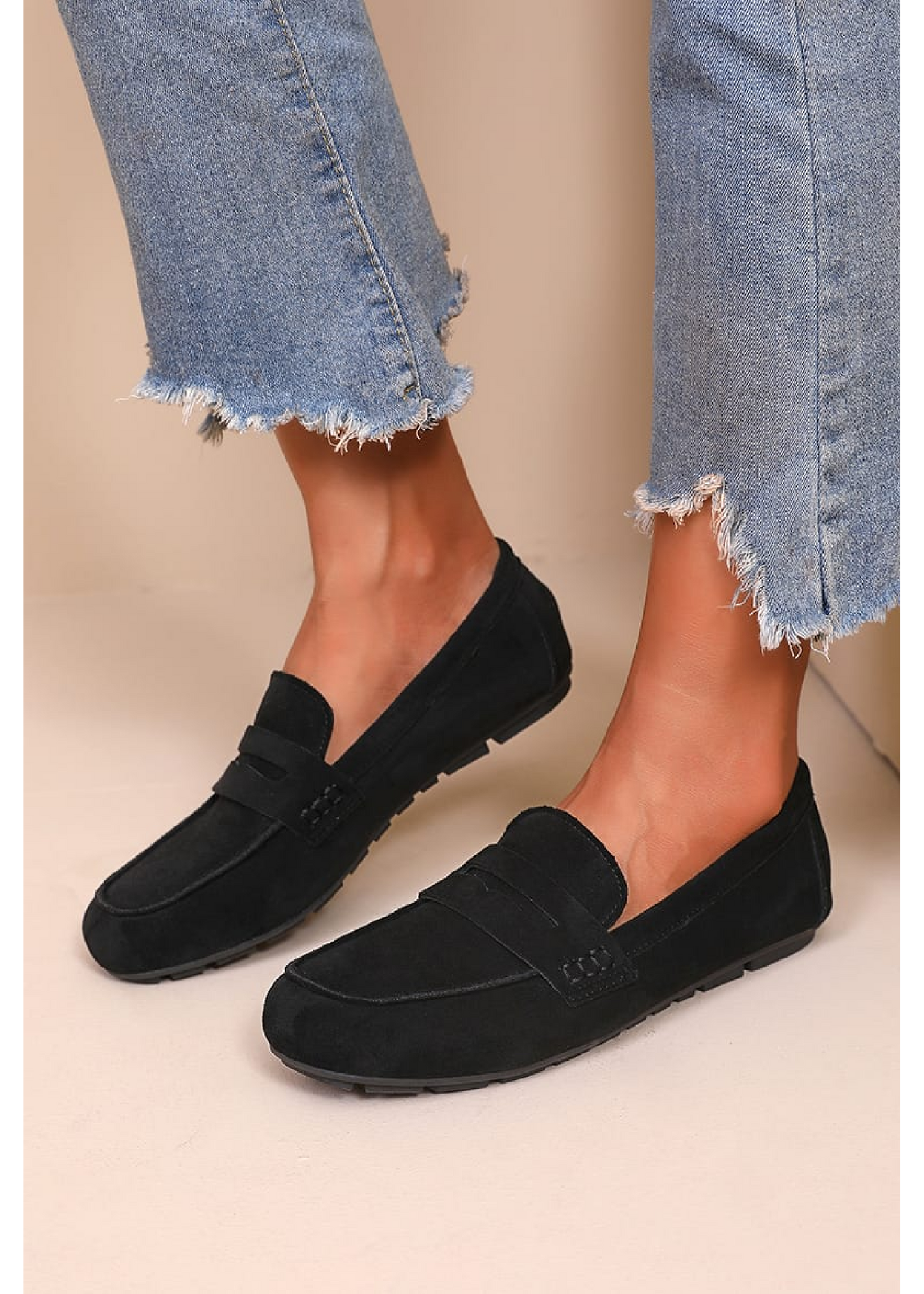 Peggy Black Suede Loafers