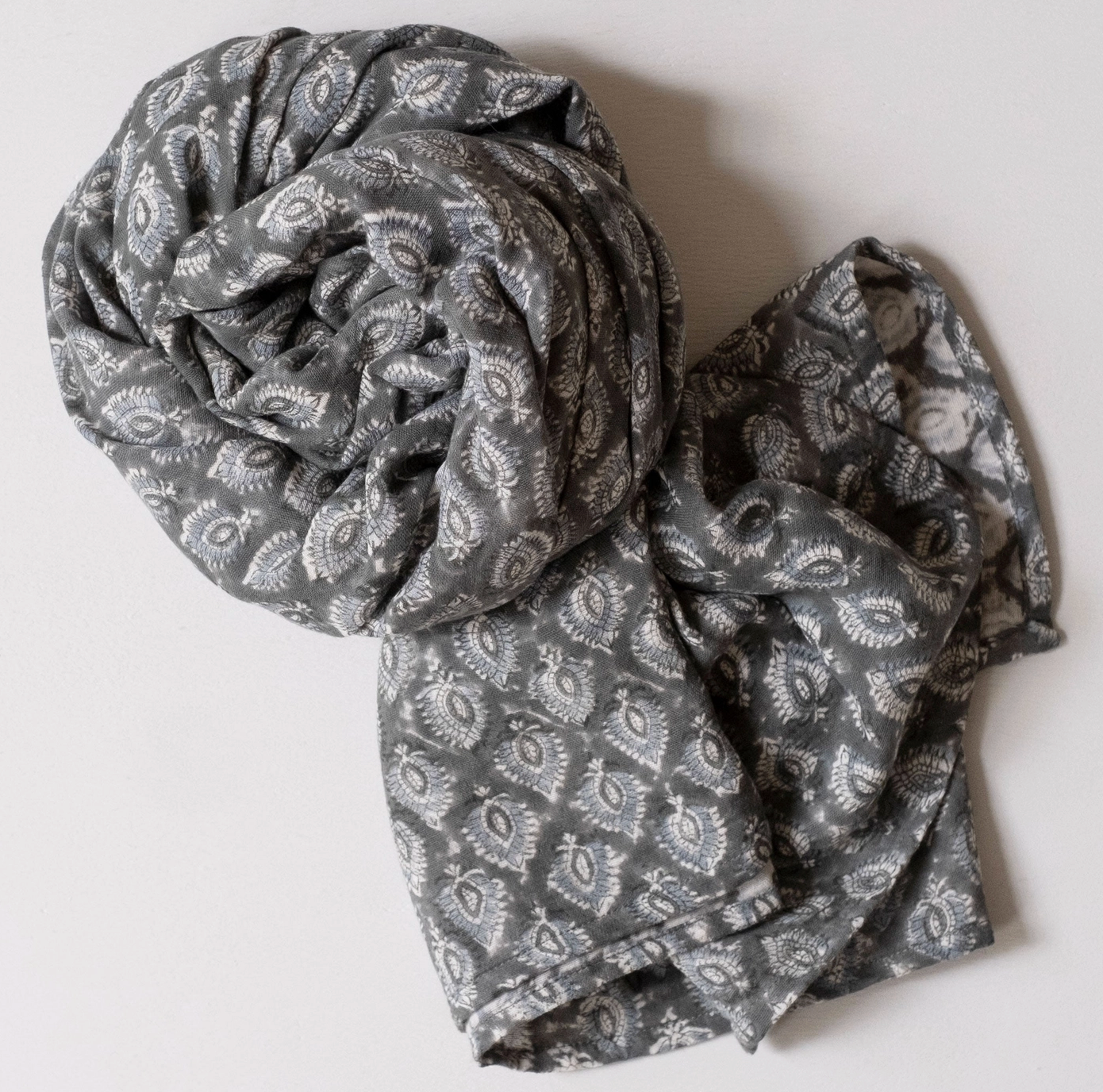 Hand Block Double Gauze Pai Forest Printed Scarf