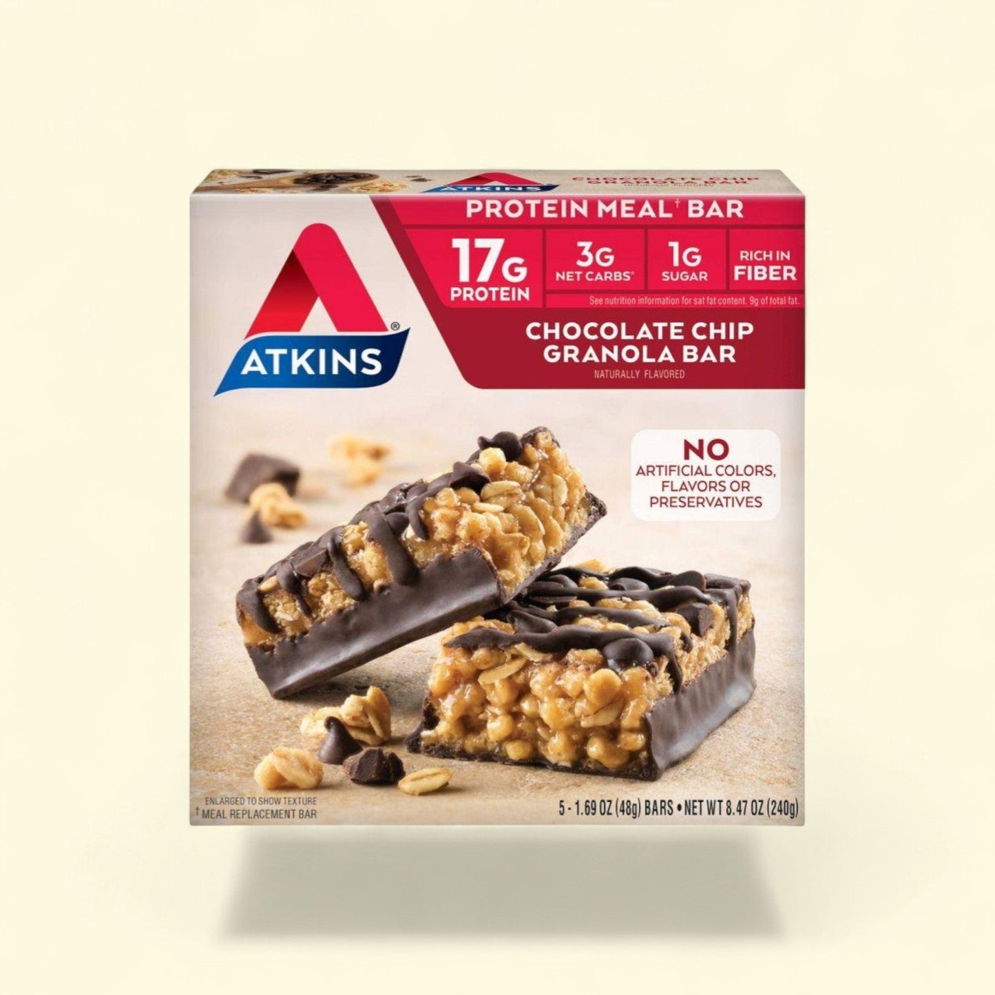 Atkins Chocolate Chip Granola Protein Meal Bar, 5 bars