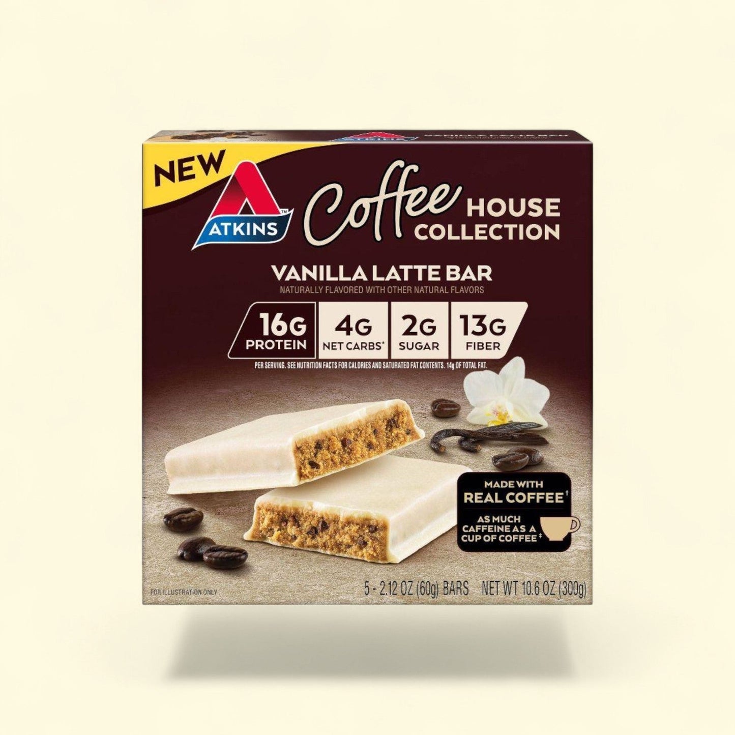Atkins Coffee House Collection Protein Meal Bars, Vanilla, 10.6oz/5pk