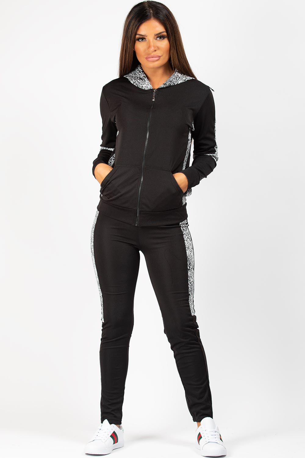 Black And White Side Panel Loungewear Set