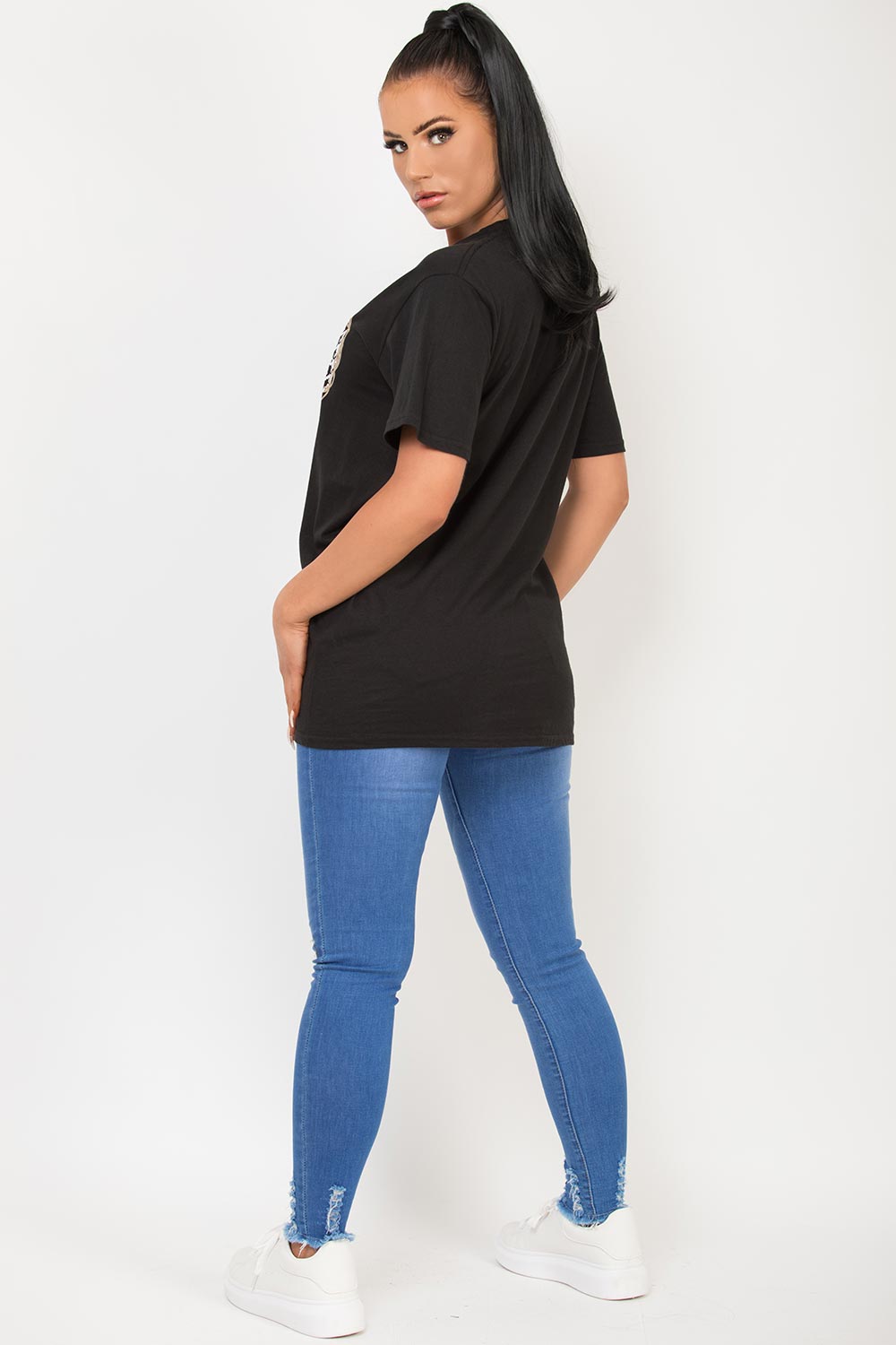 Black Oversized T Shirt With Couture Slogan