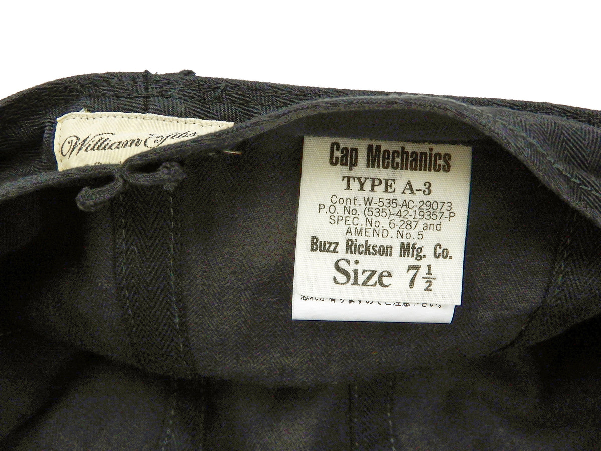 Buzz Rickson William Gibson Men's Army Cap Type A-3 Black Military Hat BR02519 Black