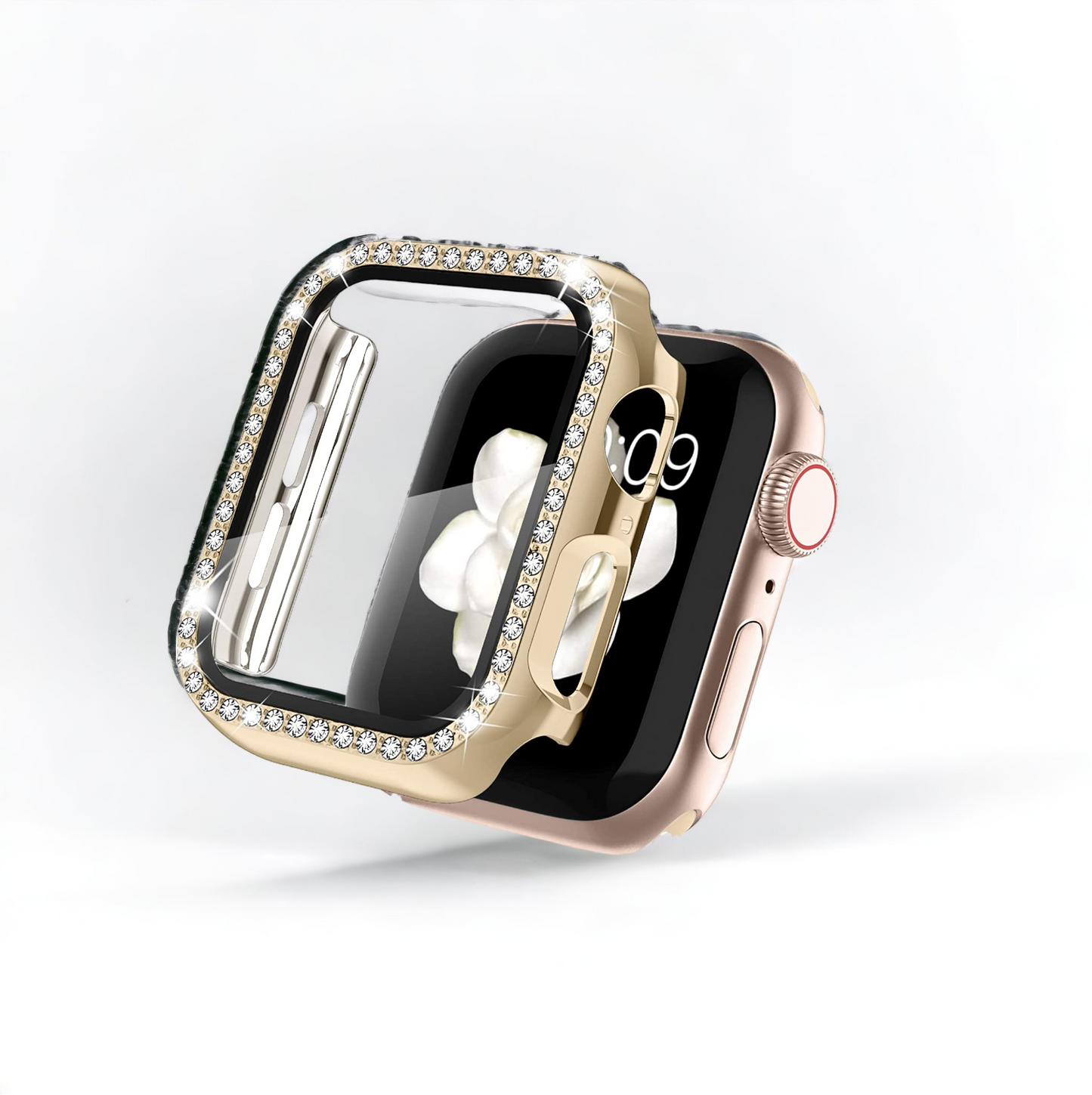 2-in-1 Apple Watch Case & Built-In Screen Protector - Gold Diamante