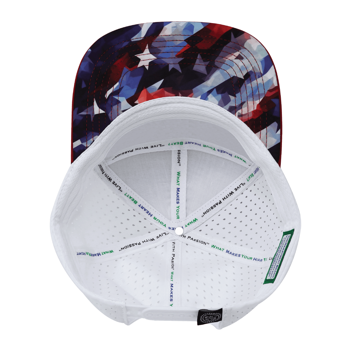 **ADULT** Color Vibes Hat - Flat Bill - Geo Flag - Dark Red / Navy / White - Laser Mesh