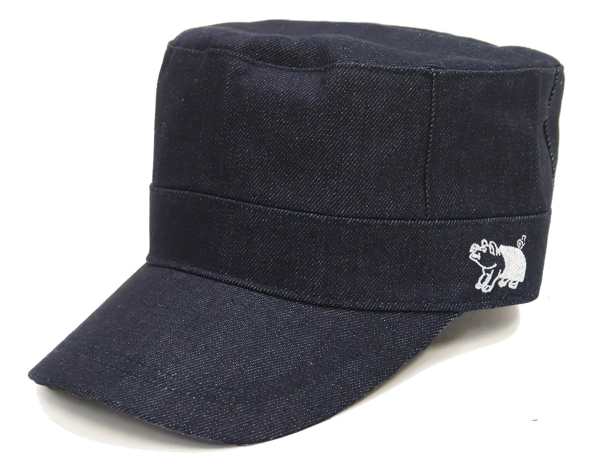 Studio D'artisan Denim Work Cap Men's Adjustable Flat Top Railroad Engineer Hat D7222