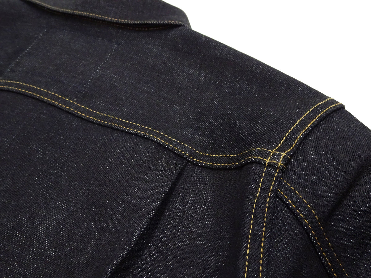 Momotaro Jeans Denim Jacket #002 Men's 1953 Type 2 Style 14.7oz. Zimbabwean Cotton Deep Indigo Denim Jean Jacket MMGJ0002 Sanforized, Unwashed Finish