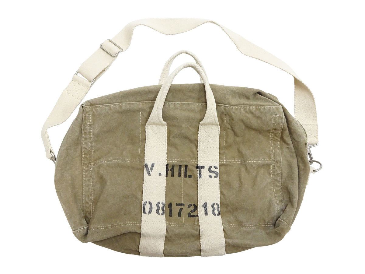 TOYS McCOY Men's Steve McQueen Aviator’s Kit Bag “V. HILTS” - Canvas Boston Duffel Bag Inspired by The Great Escape - Made in Japan (TMA2522 041 Khaki)