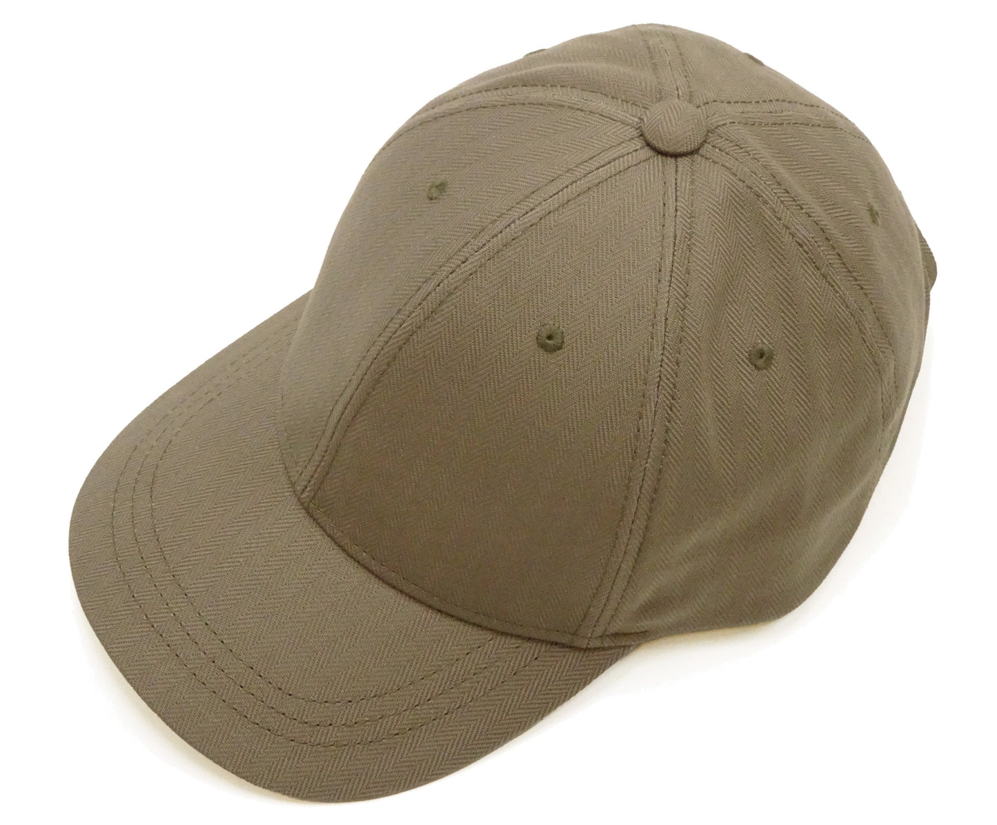 TOYS McCOY Men's Solid Baseball Cap (No Mesh) - Mid-Profile 6-Panel Cotton Herringbone Twill (HBT), Pre-Curved Brim, Leather Strap Back, Made in Japan (TMA2614 Color 040: Sand Beige)