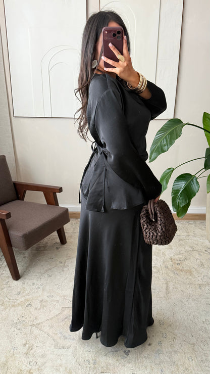 Ensemble satiné jupe ALARA I Noir
