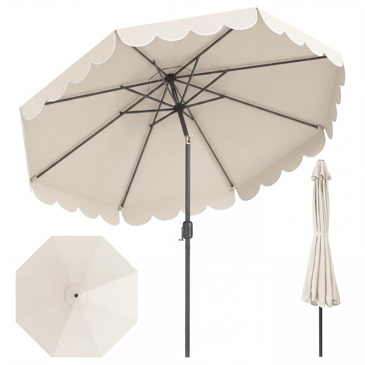 10 FT Patio Umbrella with Push Button Tilt and Crank