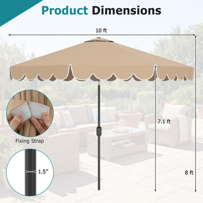 10 FT Patio Umbrella with Push Button Tilt and Crank