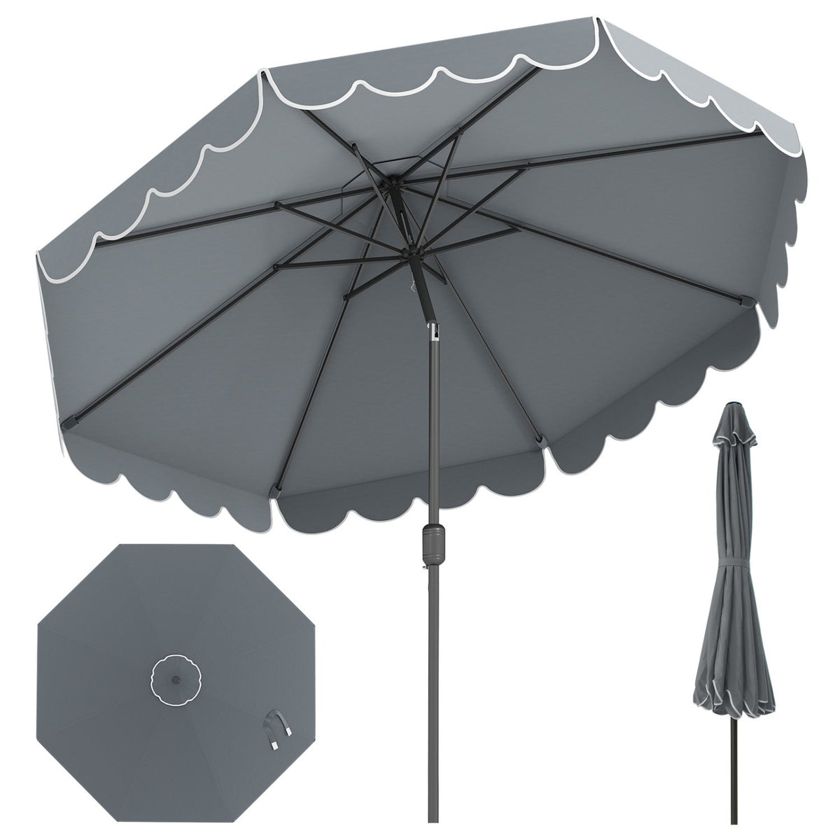 10 FT Patio Umbrella with Push Button Tilt and Crank