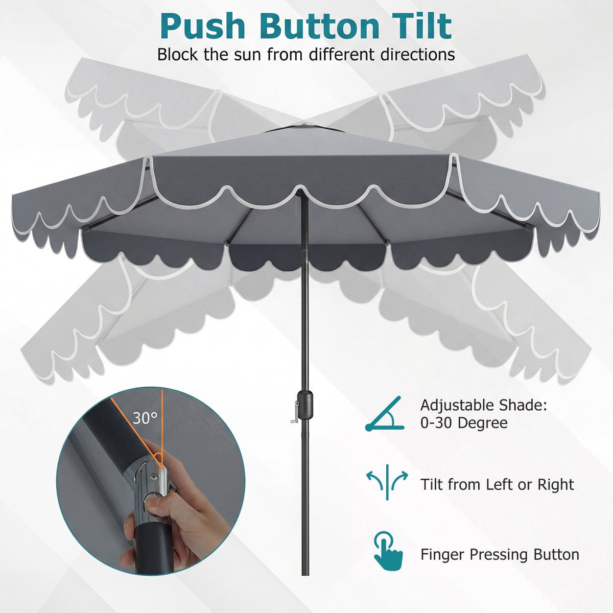 10 FT Patio Umbrella with Push Button Tilt and Crank