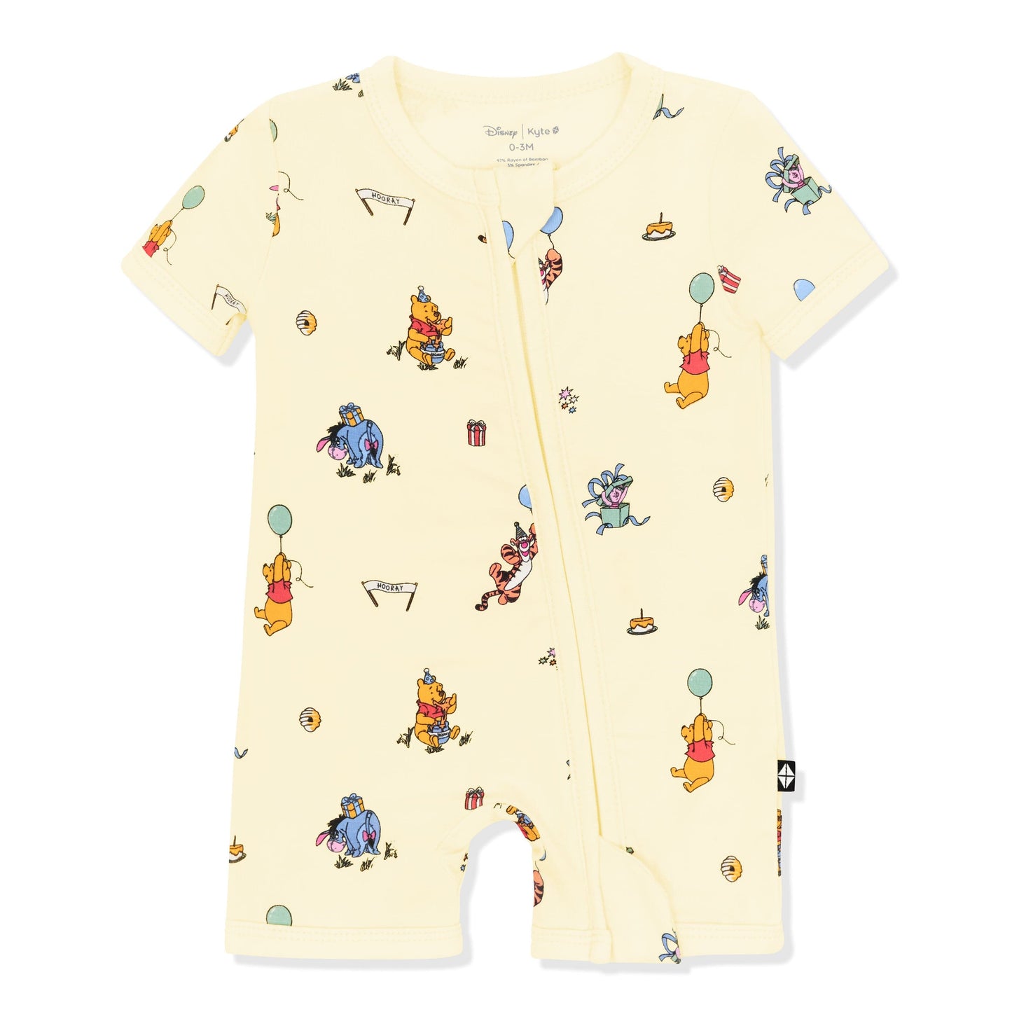 Zipper Shortall Romper in Winnie the Pooh Celebration