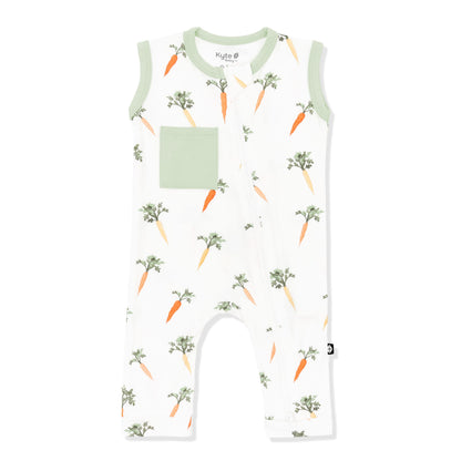 Zippered Sleeveless Romper in Carrot