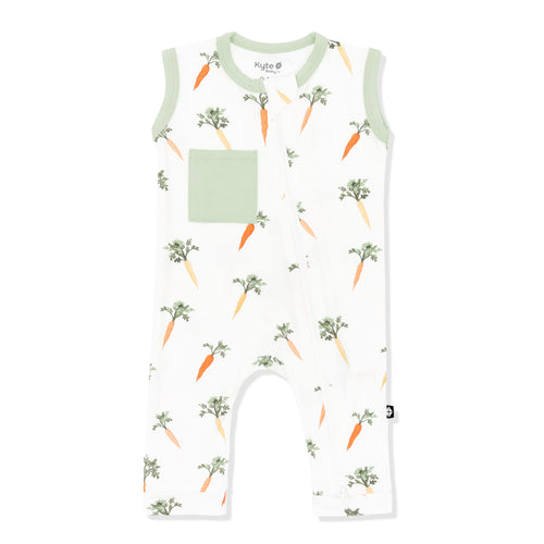 Zippered Sleeveless Romper in Carrot