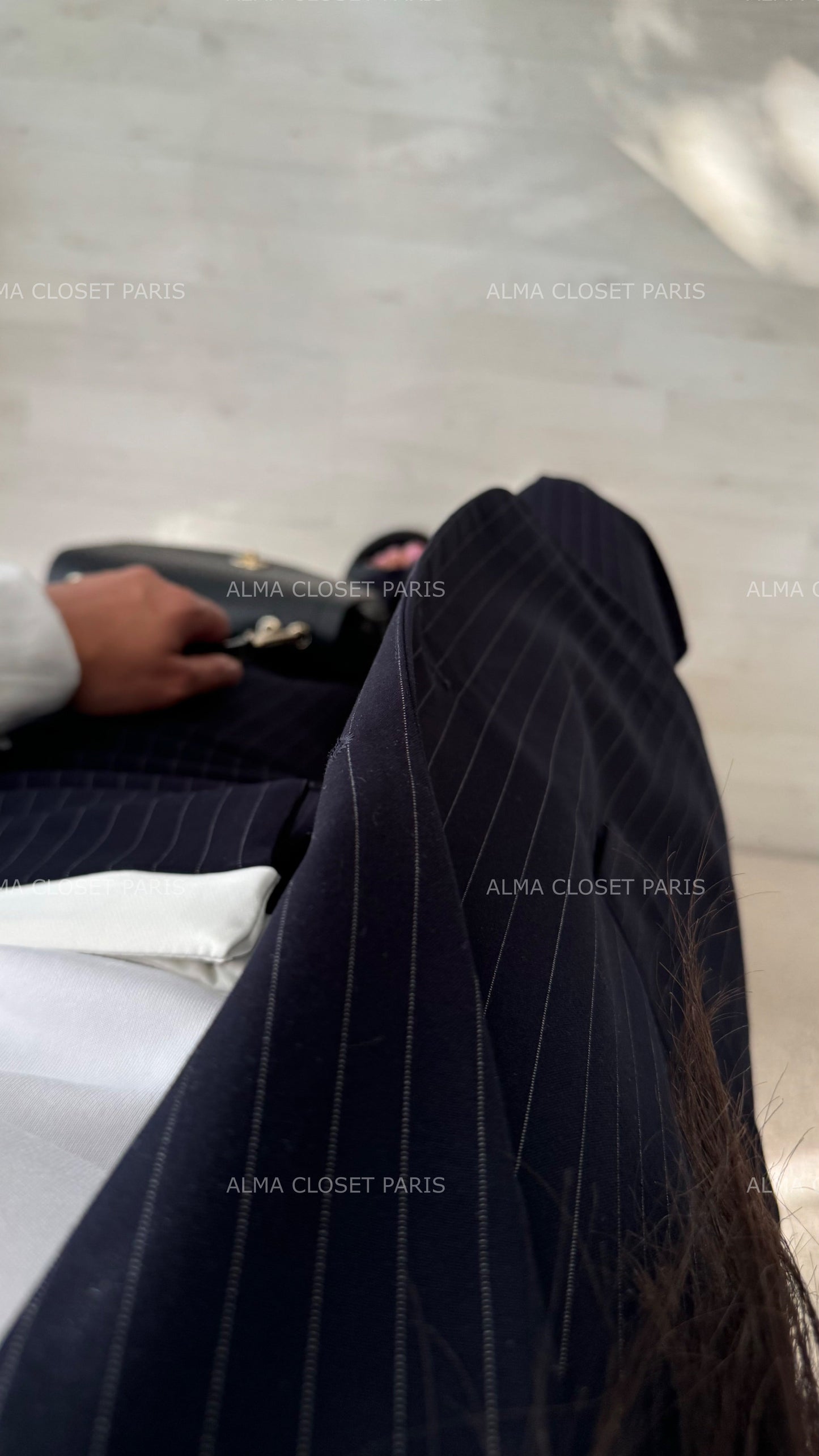 Pantalon 100 Lin P2427 Bleu Nuit