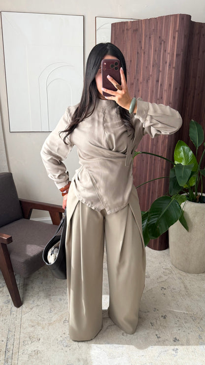 Pantalon palazzo I Taupe