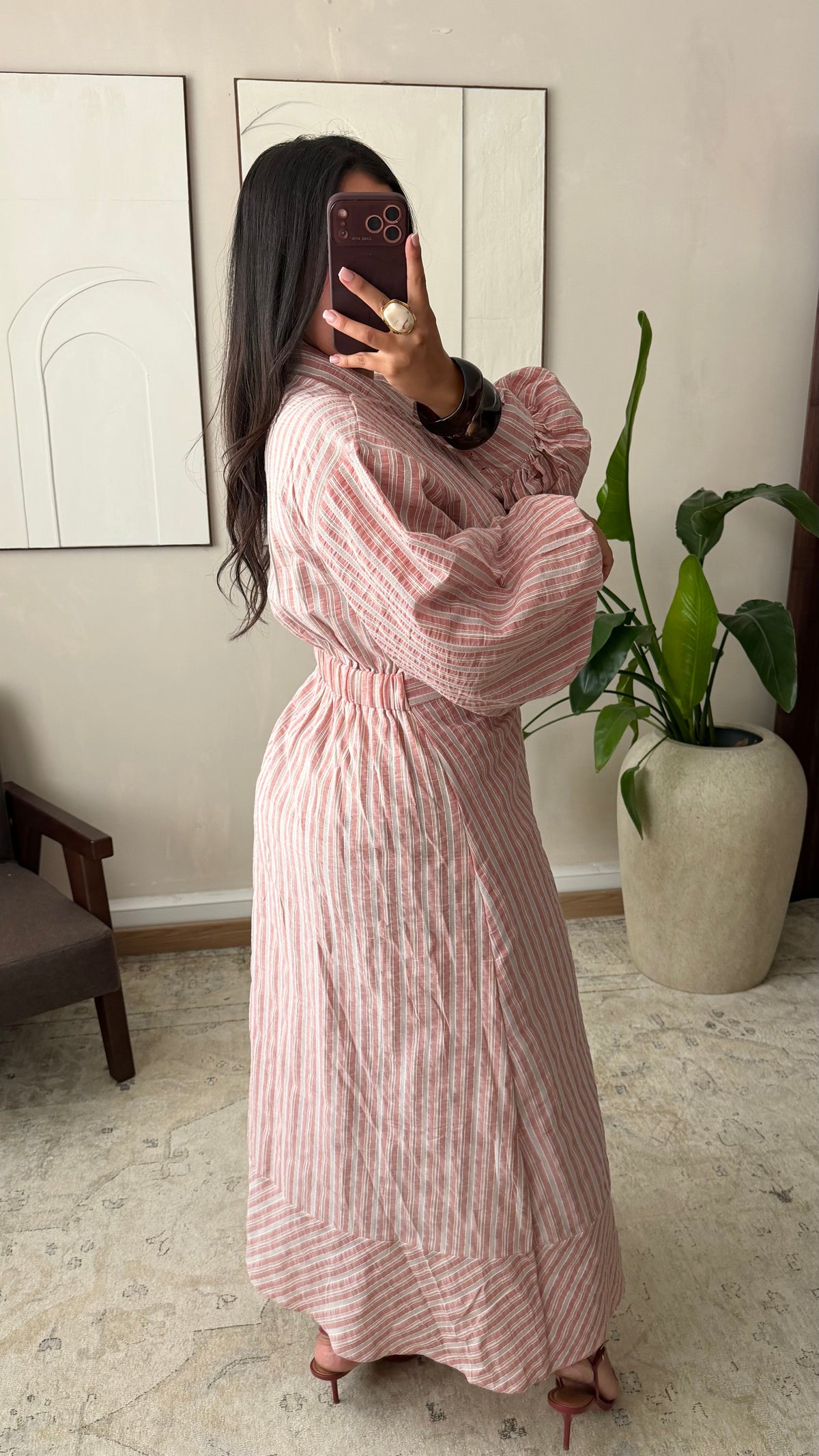 Robe Chemise A Rayures A Nouer I Rose