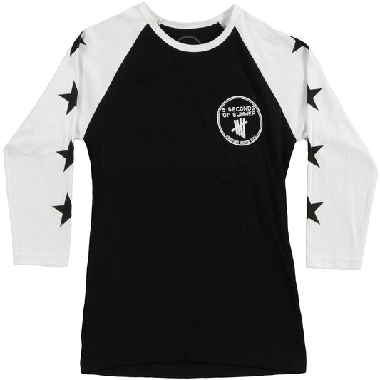 5 Seconds Of Summer Star Sleeve Raglan Junior Top