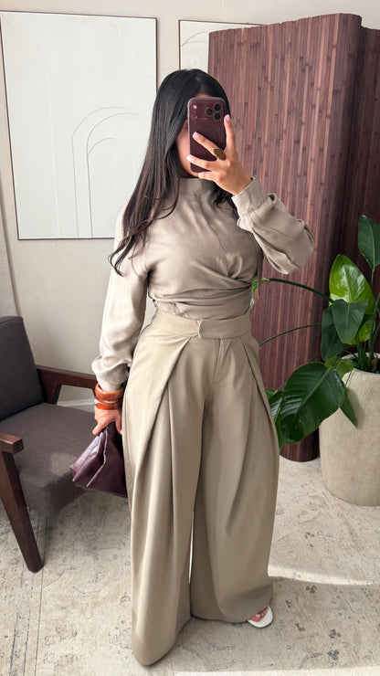 Pantalon palazzo I Taupe