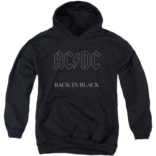 AC/DC Back In Black Youth 50% Poly Hooded Sweatshirt