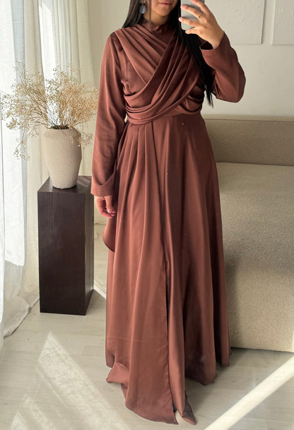 Robe Turquie Col Croise I Marron Rose