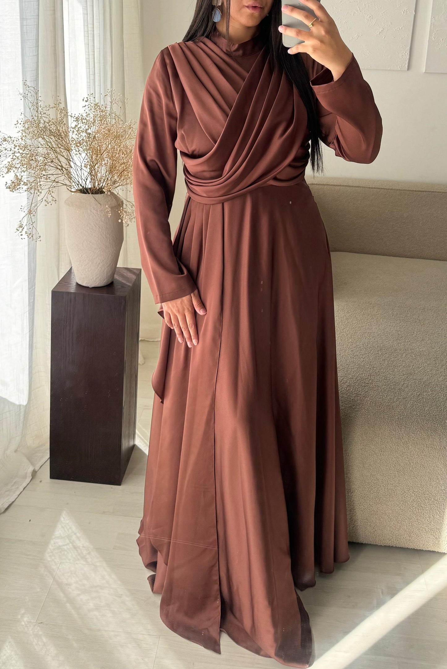 Robe Turquie Col Croise I Marron Rose