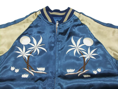Japanesque Japanese Souvenir Jacket 3RSJ-026 Hawaii Men's Sukajan Blue/Beige