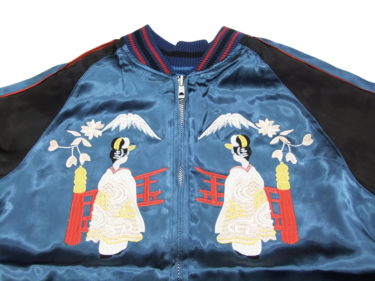 Japanesque Japanese Souvenir Jacket 3RSJ-029 Japan map Men's Sukajan Navy-Blue/Black