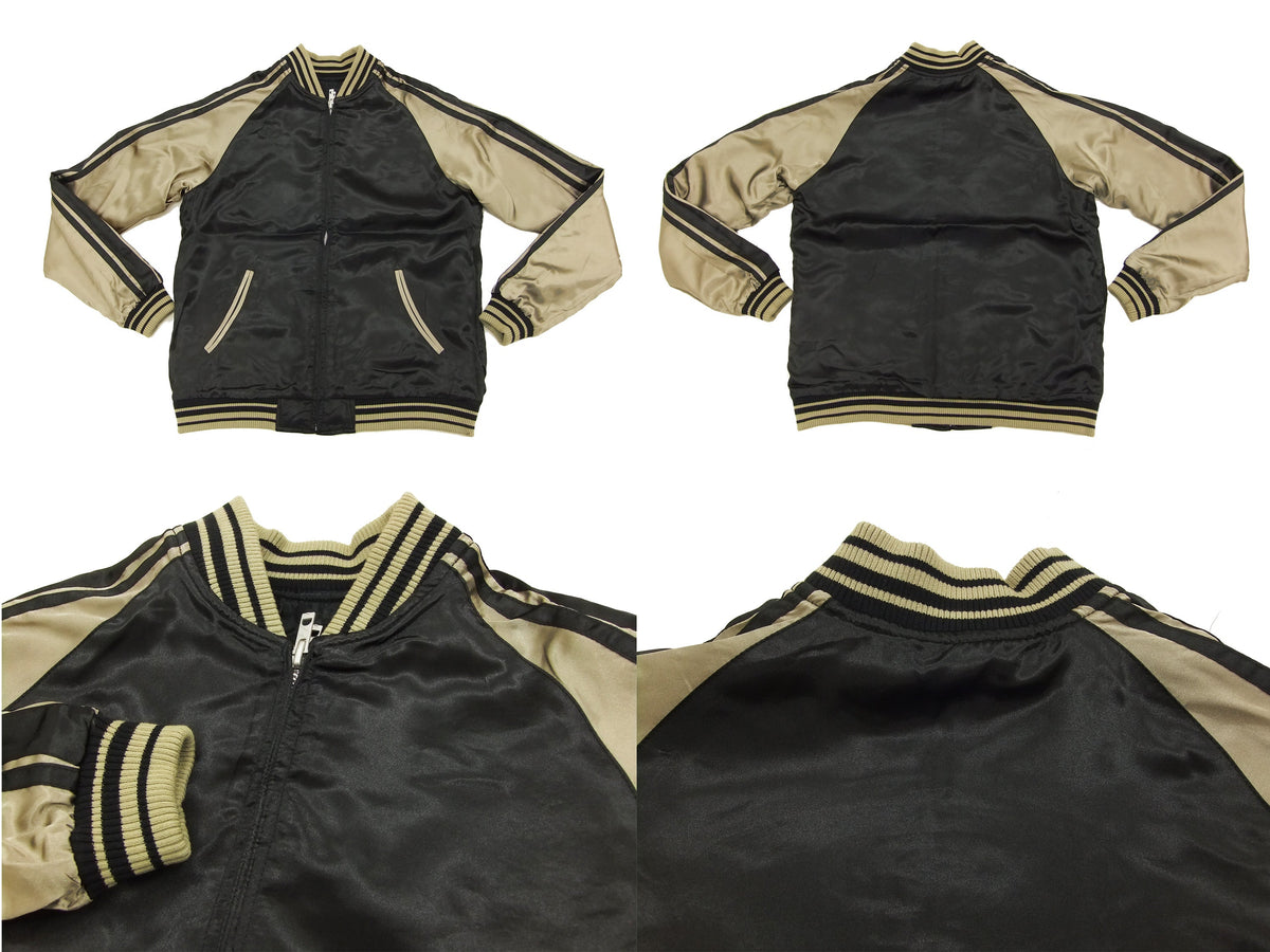Japanesque Script Japanese Souvenir Jacket 3RSJ-031 Goldfish Men's Sukajan Black/Gold