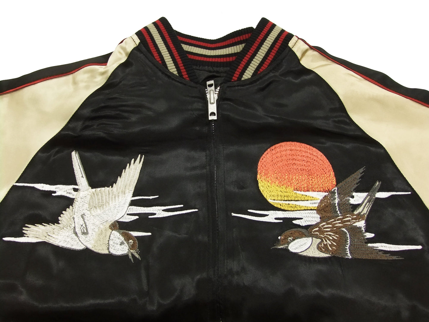 Japanesque Script Japanese Souvenir Jacket 3RSJ-034 Sparrows Men's Sukajan Black/Gold