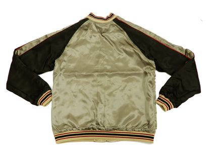 Japanesque Mens Japanese Souvenir Jacket Goldfish Bowl Sukajan 3RSJ-045 Beige/Black