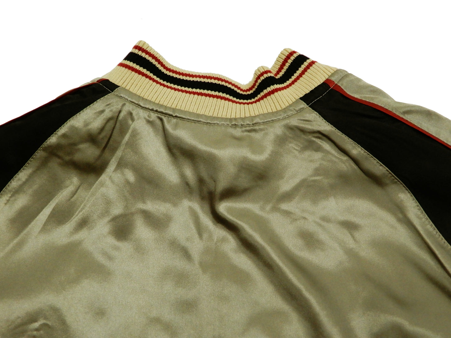Japanesque Mens Japanese Souvenir Jacket Goldfish Bowl Sukajan 3RSJ-045 Beige/Black