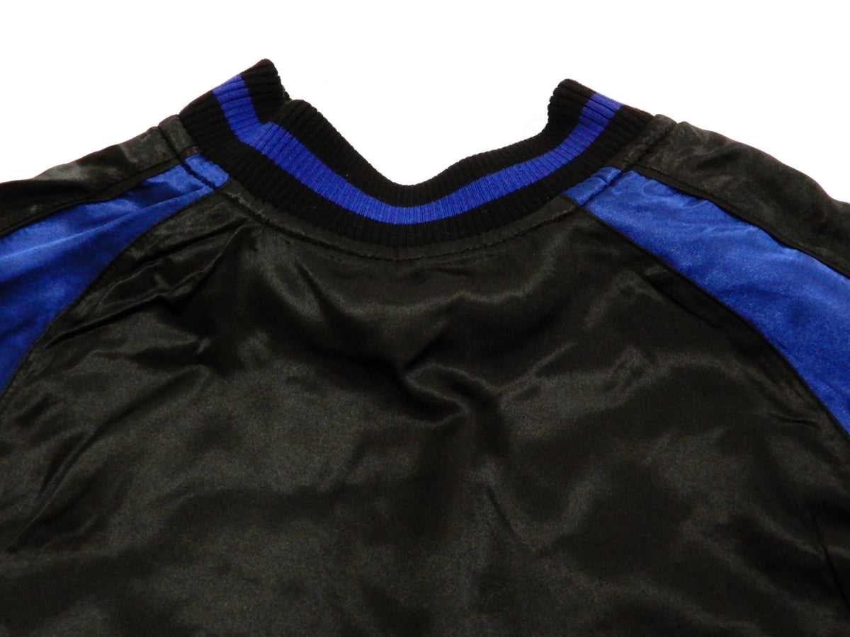 Japanesque Men's Japanese Souvenir Jacket Manta Ray Sukajan 3RSJ-048 BlacK/Navy-Blue