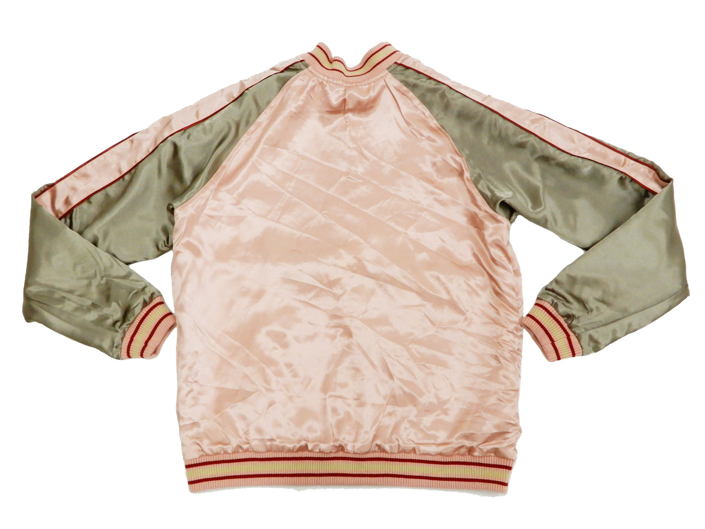 Japanesque Men's Japanese Souvenir Jacket Goldfish Embroidered Sukajan 3RSJ-049 Pink/Beige