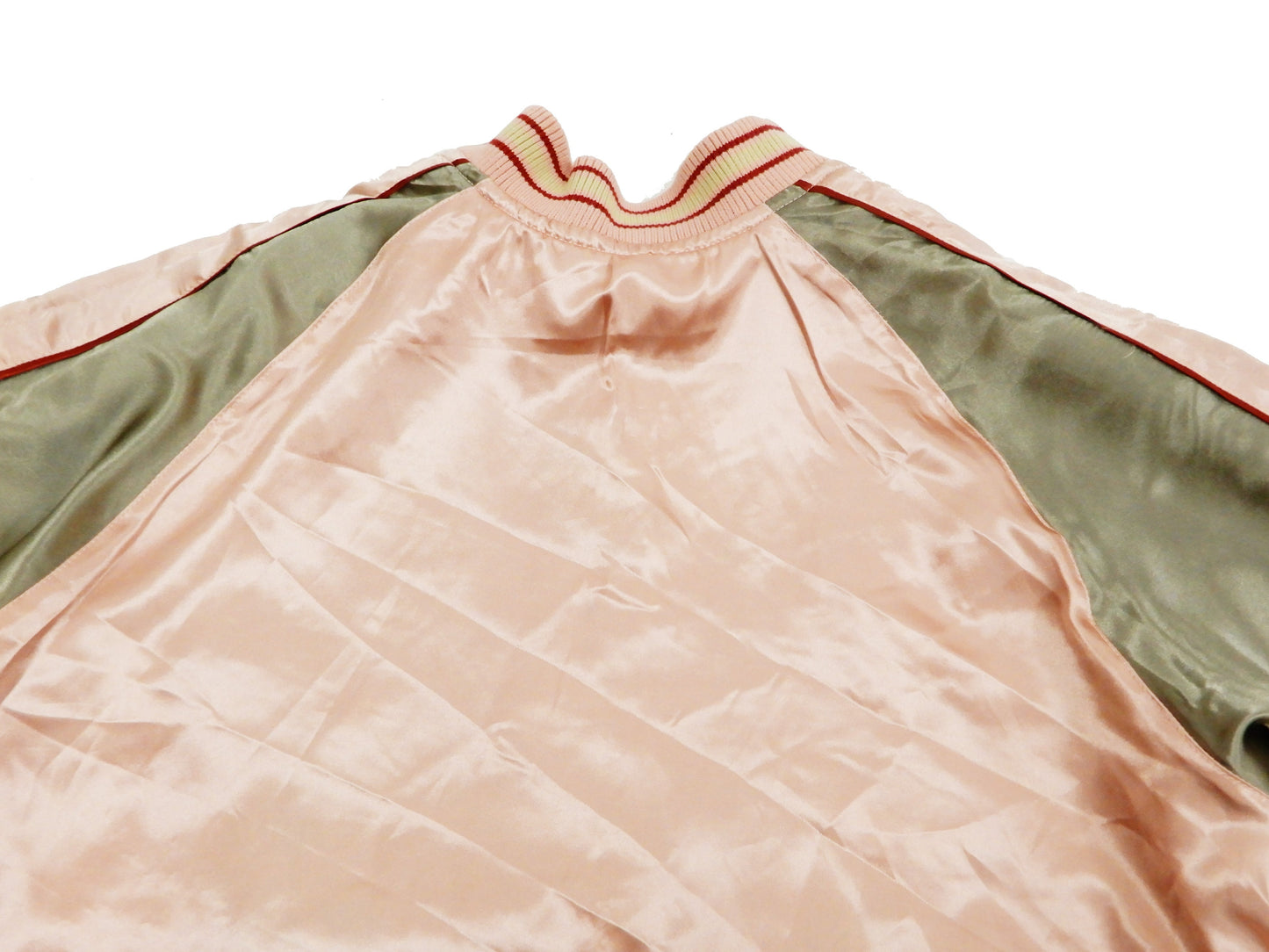 Japanesque Men's Japanese Souvenir Jacket Goldfish Embroidered Sukajan 3RSJ-049 Pink/Beige