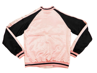 Japanesque Sukajan Men's Japanese Souvenir Jacket Crane 3RSJ-302 Pink/Black