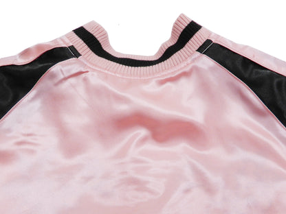 Japanesque Men's Japanese Souvenir Jacket Goldfish Embroidery Sukajan 3RSJ-702 Pink/Black