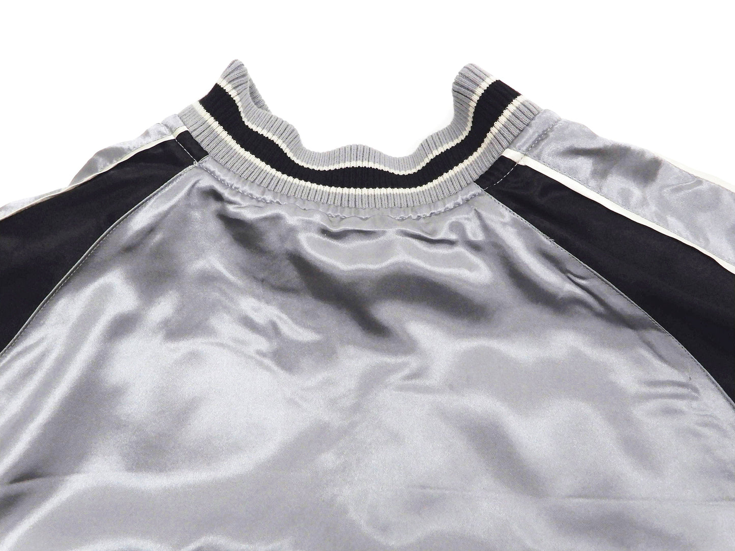 Japanesque Sukajan Men's Japanese Souvenir Jacket Japanese Bush Warbler 3RSJ-751 Gray/Black