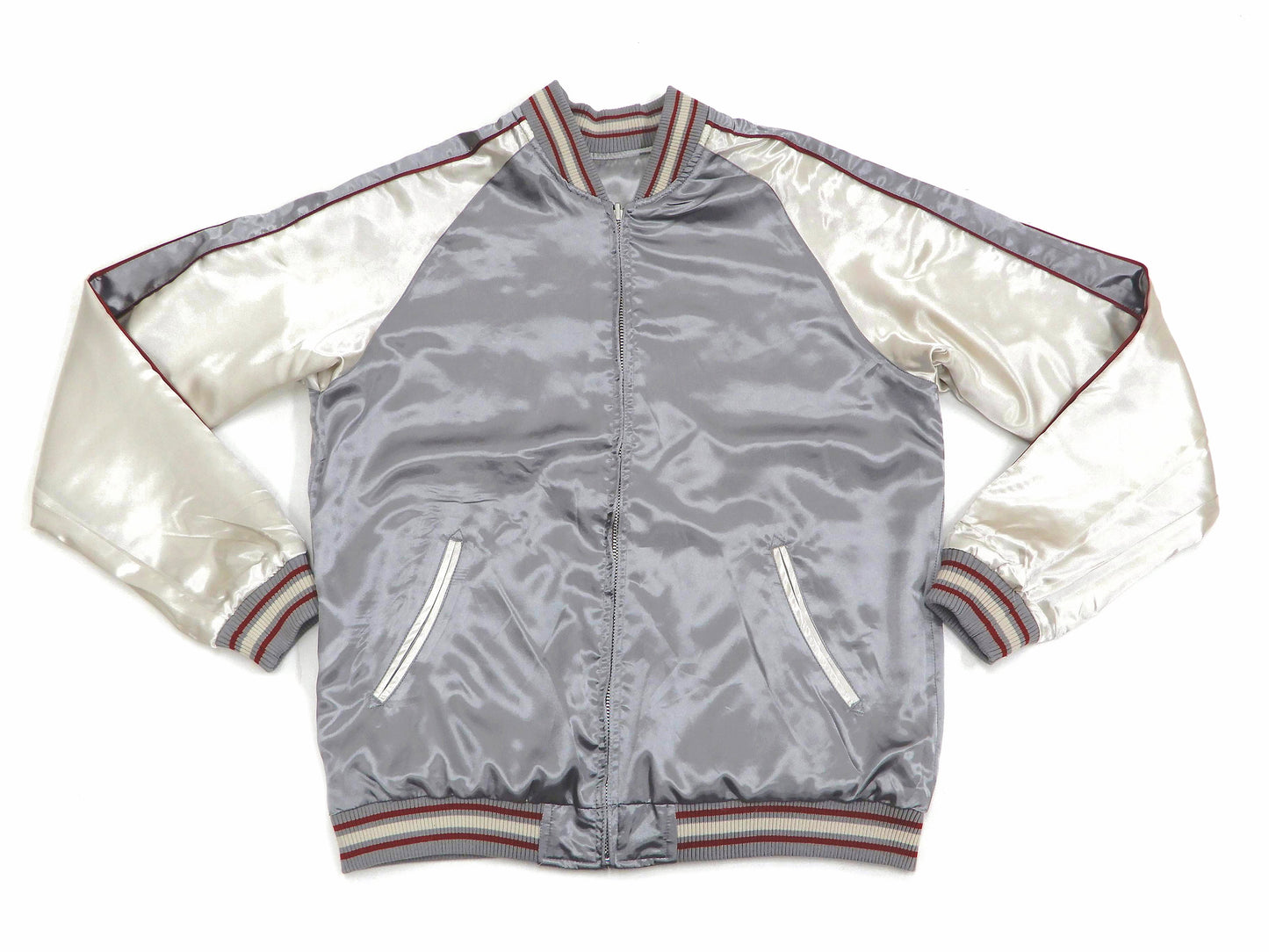 Japanesque Sukajan Jacket Men's Japanese Souvenir Jacket Weeping Cherry 3RSJ-753 Gray/Off