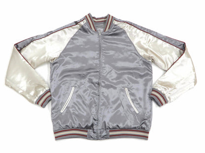 Japanesque Sukajan Jacket Men's Japanese Souvenir Jacket Weeping Cherry 3RSJ-753 Gray/Off